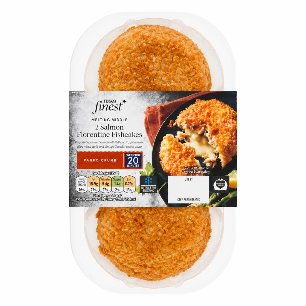 Tesco Finest 2 Salmon Florentine Fishcake 290G
