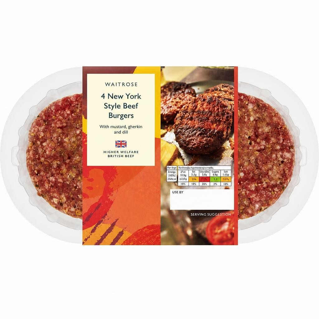 Waitrose BBQ 4 New York Style Beef Burgers