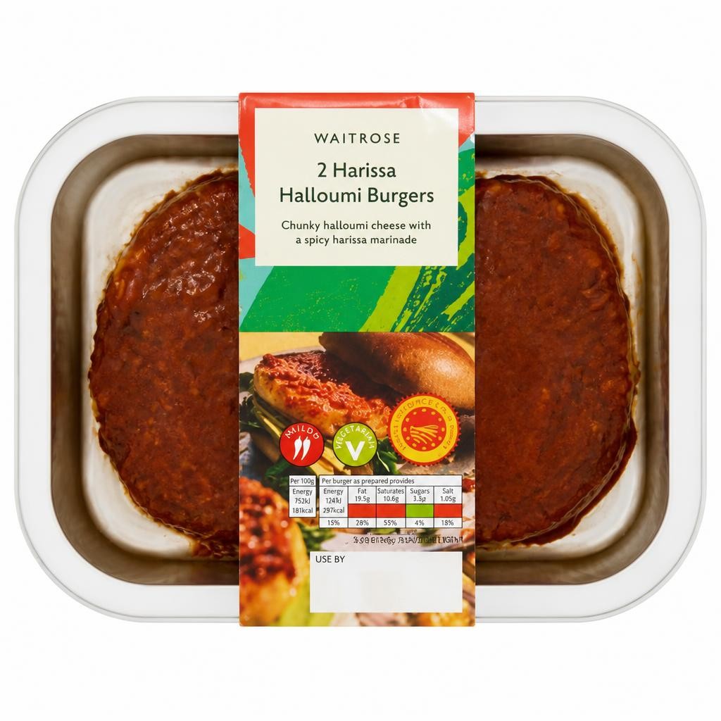 Waitrose BBQ 2 Harissa Halloumi Burgers