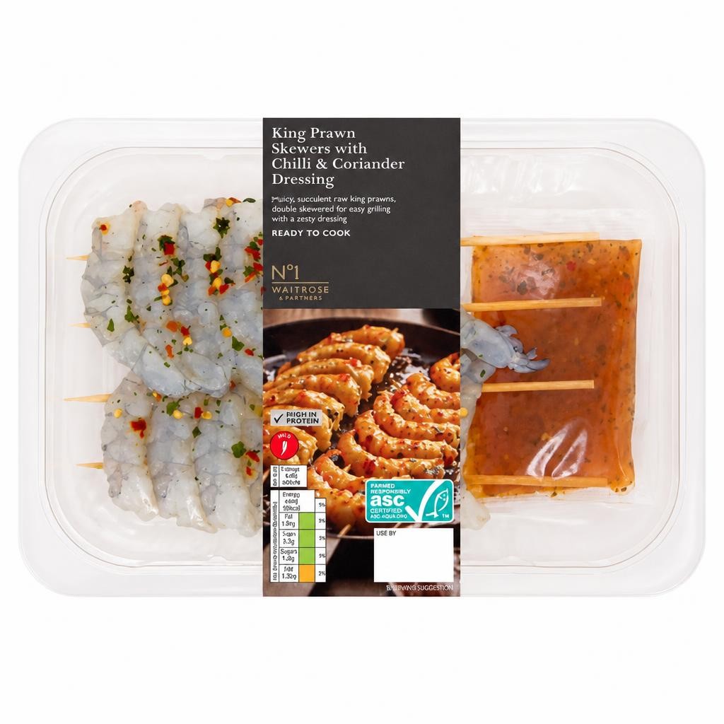 No.1 BBQ Prawn Skewers with Chilli & Coriander Dressing