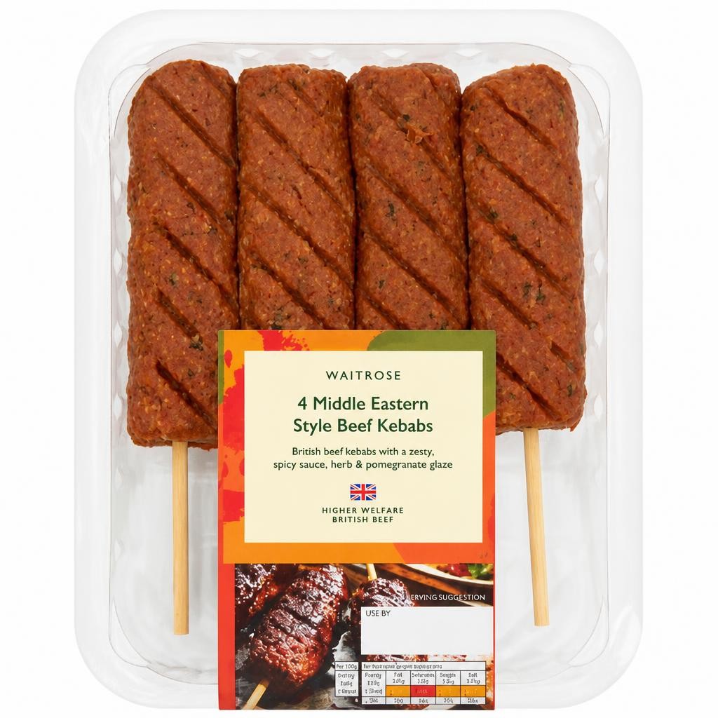 Waitrose BBQ 4 Middle Eastern Style Beef Kebabs