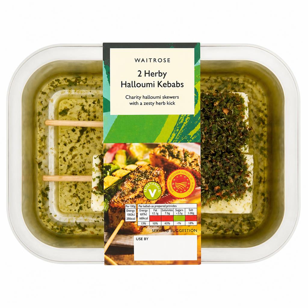 Waitrose BBQ 2 Herby Halloumi Kebabs