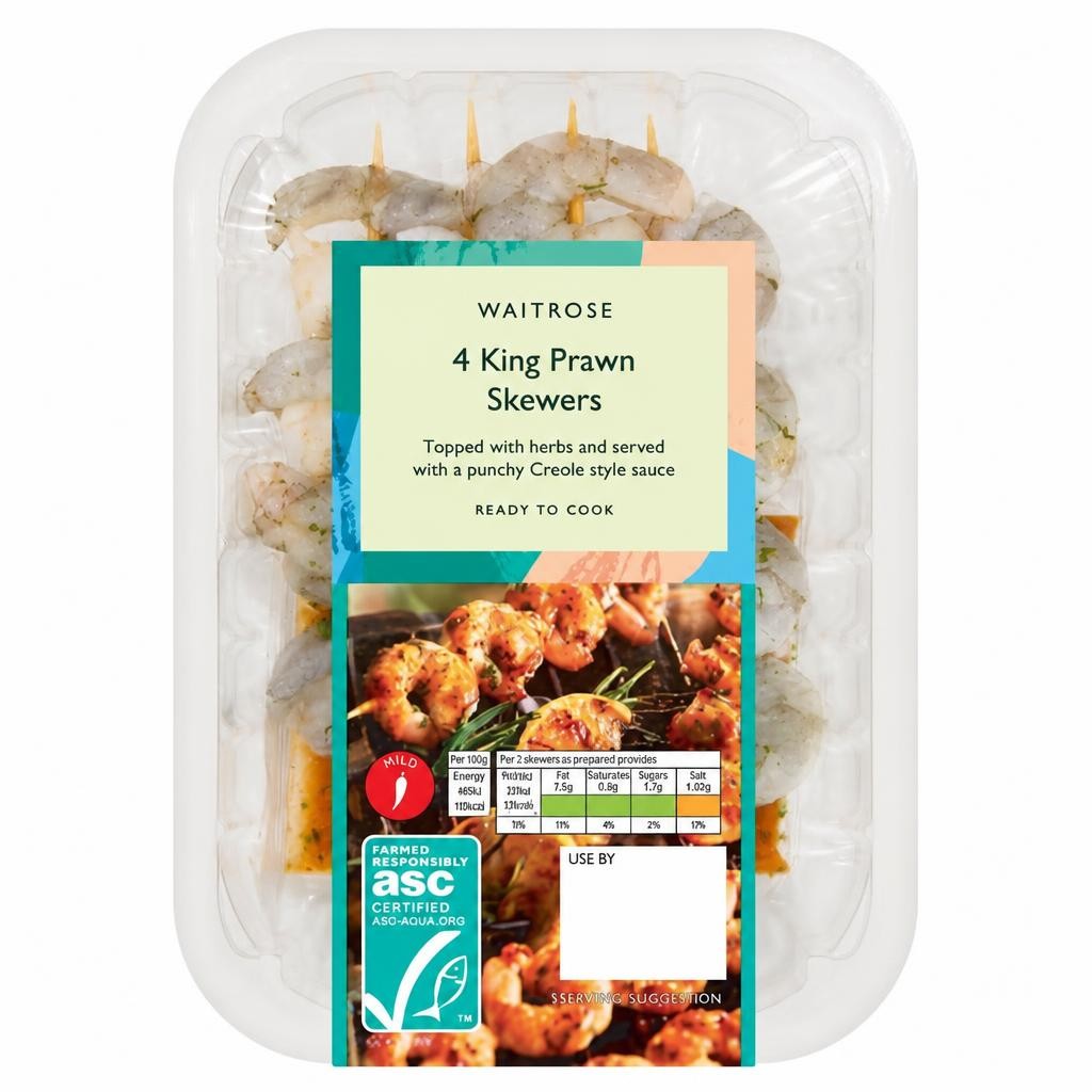 Waitrose BBQ 4 King Prawn Skewers