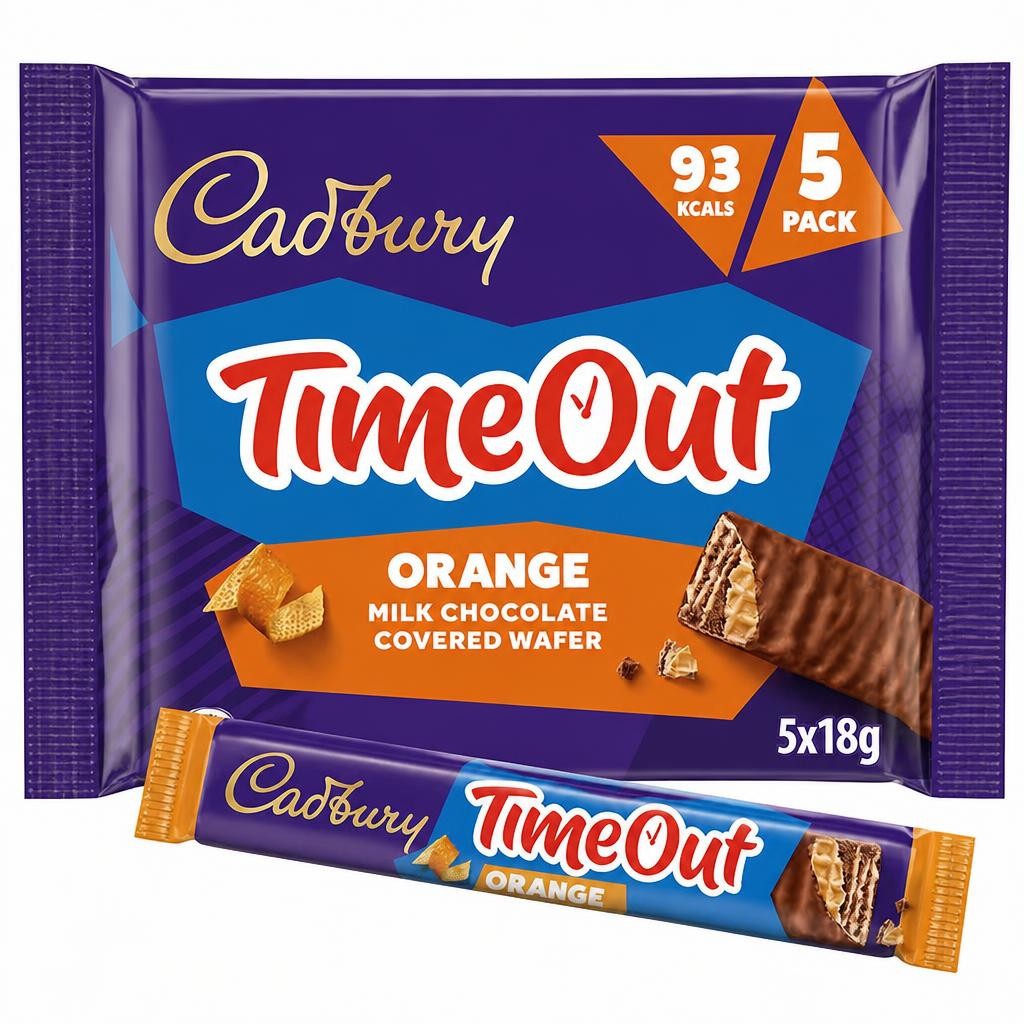 Cadbury Time out Orange Milk Chocolate Covered Wafer 5x 18g