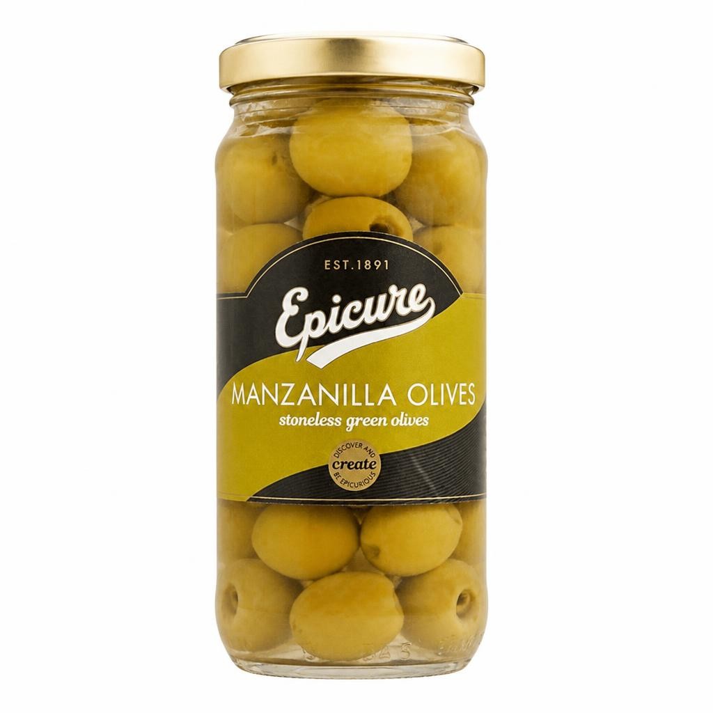 Epicure Stoneless Green Manzanilla Olives (235g)