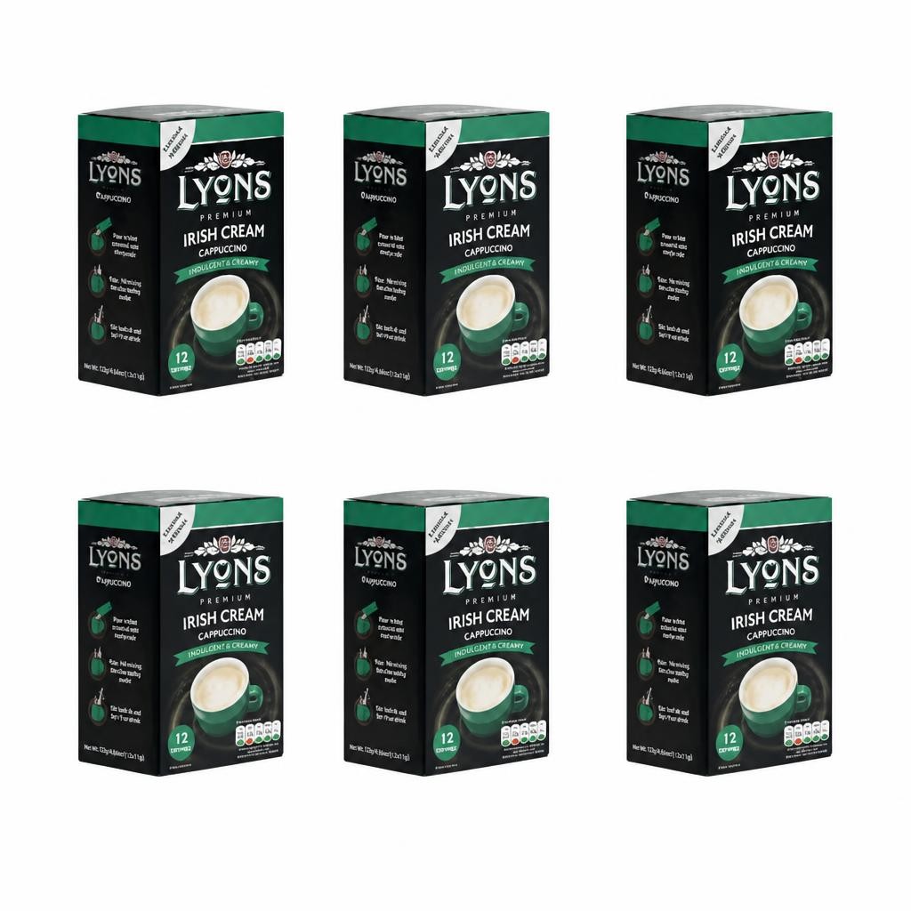 Lyons Premium Irish Cream Cappuccino 12 Sachets 15g | Green | 6 - Green | Irish Cream Cappuccino | 6