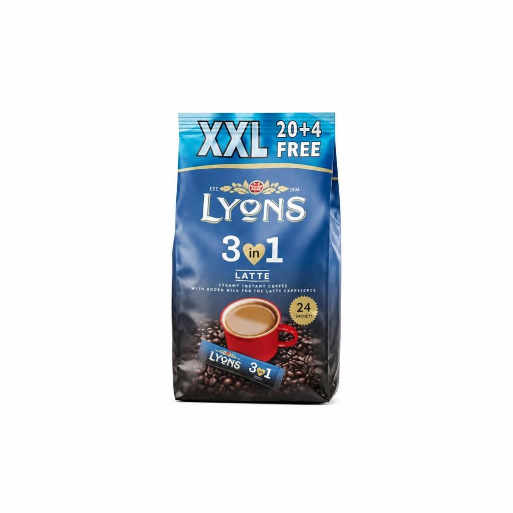 Lyons 3in1 Latte Classic Instant Coffee Sachets 24 Pack | Blue | 1 - Blue | Latte Classic | 1