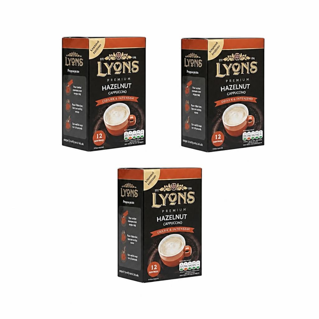 Lyons Premium Instant Hazelnut Cappuccino Coffee 12 Sachets 15g | Brown | 3 - Brown | Hazelnut | 3