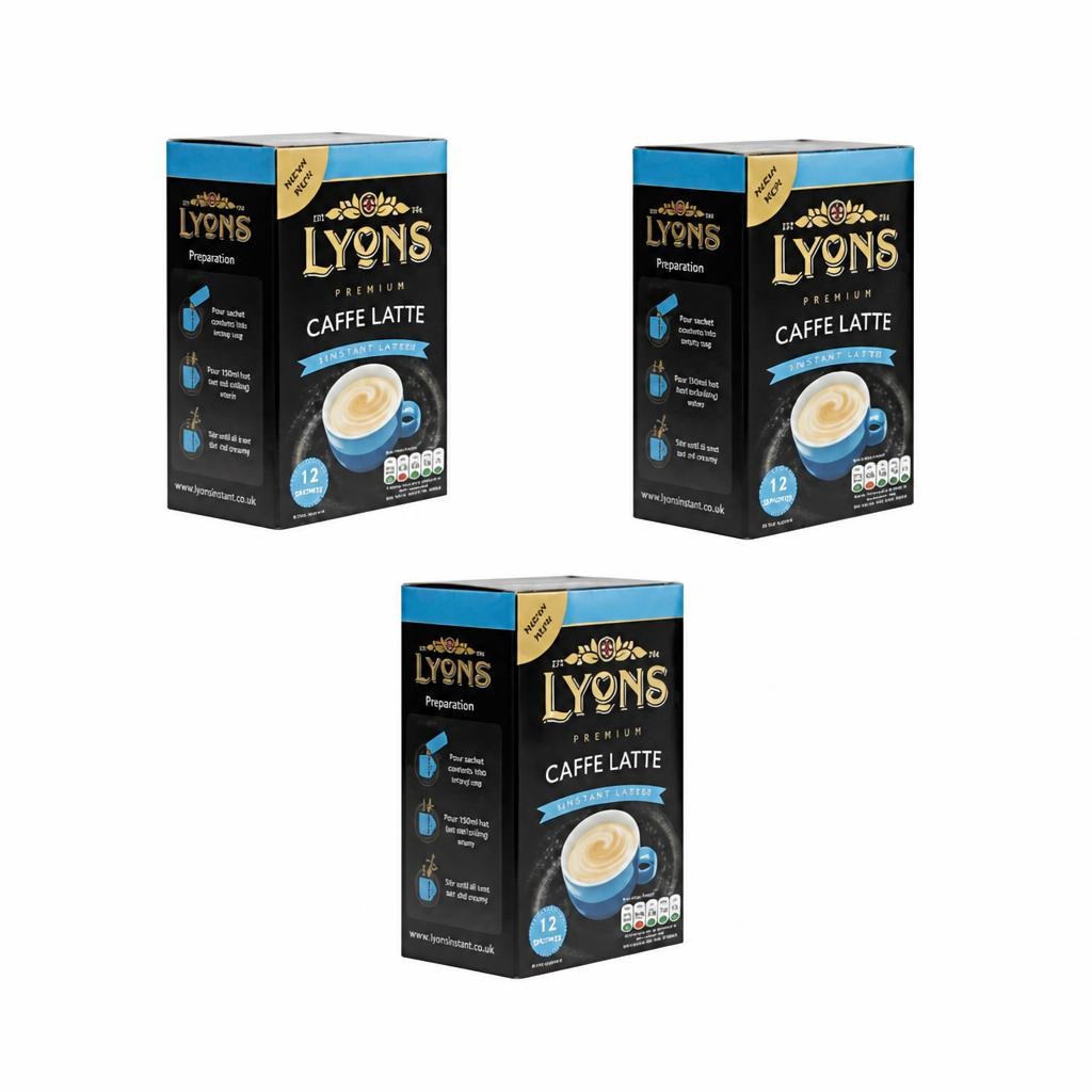 Lyons Premium Instant Caffe Latte Coffee 12 Sachets 15g | Blue | 3 - Blue | Latte | 3