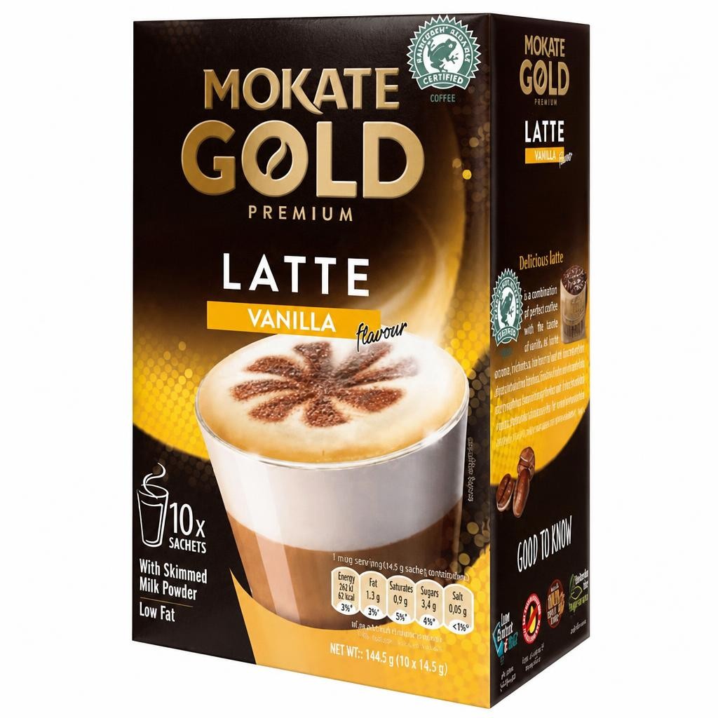 Mokate Gold Premium Vanilla Latte 10 Pack 140g | Gold | 6 - Gold | Premium Vanilla Latte | 6