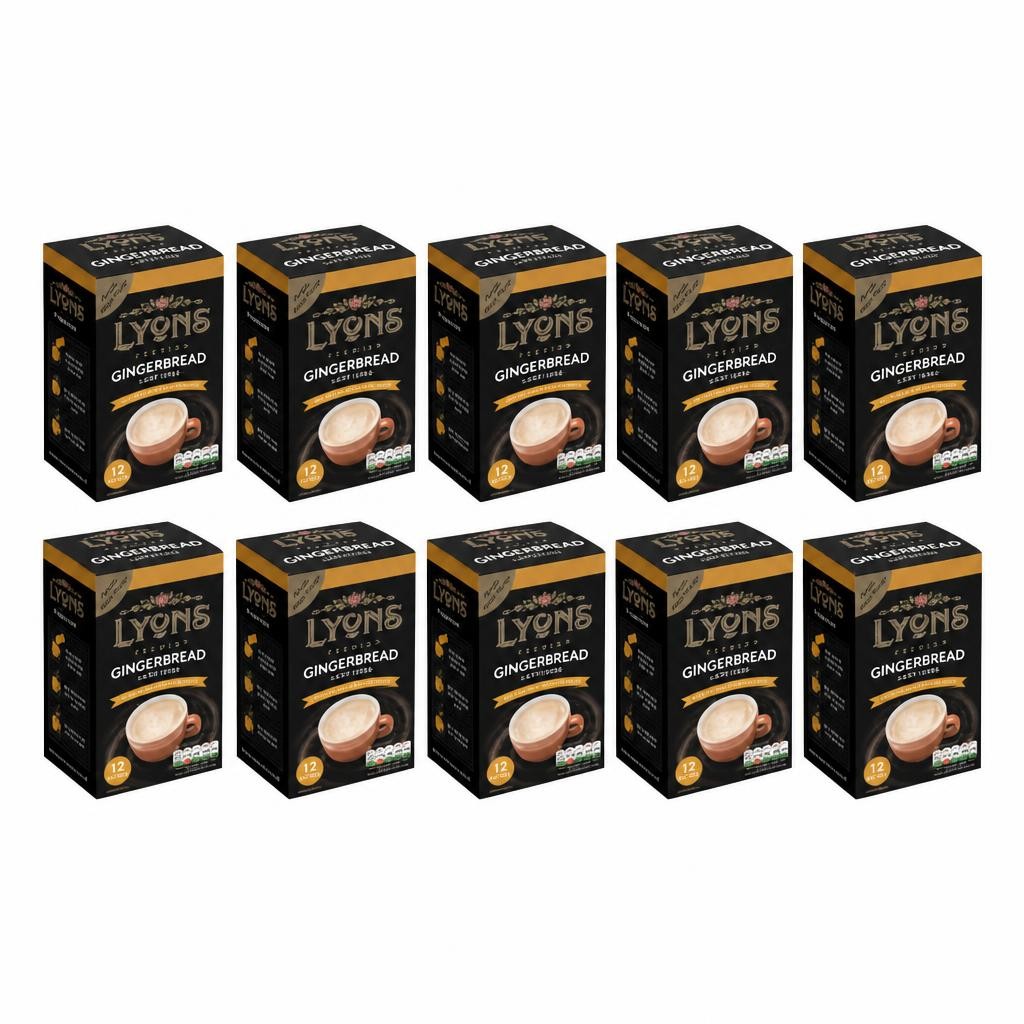 Lyons Premium Instant Gingerbread Cappuccino 12 Sachets 15g | Brown | Gingerbread | Gingerbread Cappuccino | 10