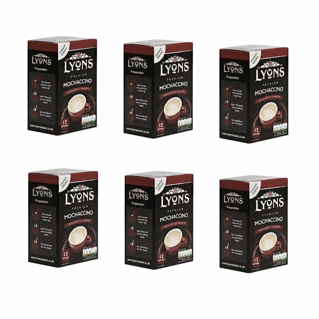 Lyons Premium Mochaccino Instant Coffee 12 Sachets | Brown | 6 - Brown | Premium Mochaccino | 6
