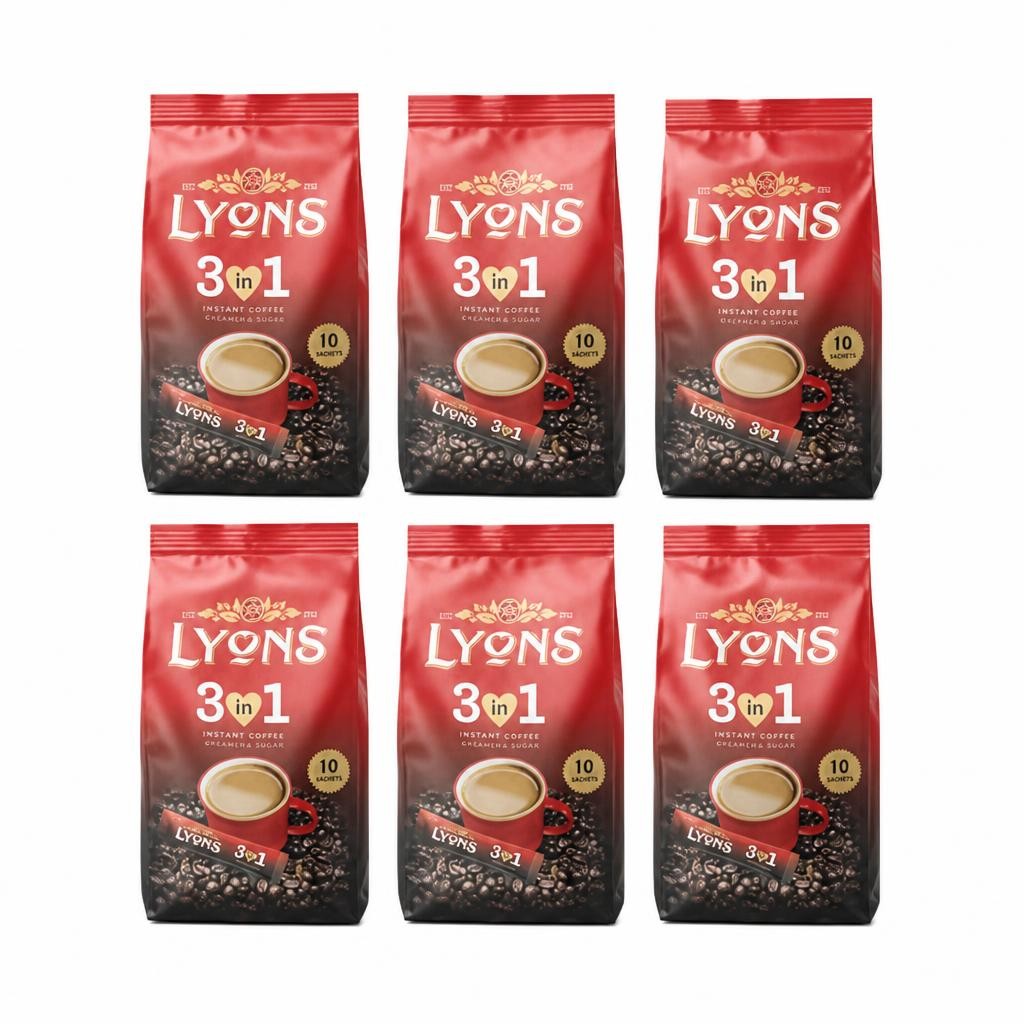 Lyons Instant Coffee 3 in 1 10 Sachets 18g | Red | 6 - Red | Instant Coffee | 6