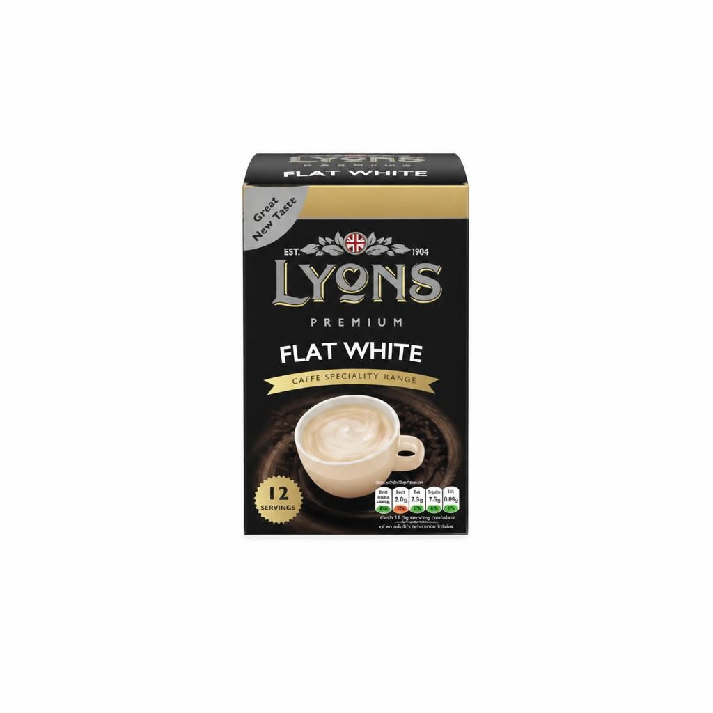 Lyons Premium Flat White Instant Coffee 12 Sachets | Brown | 1 Brown | Premium Flat White | 1