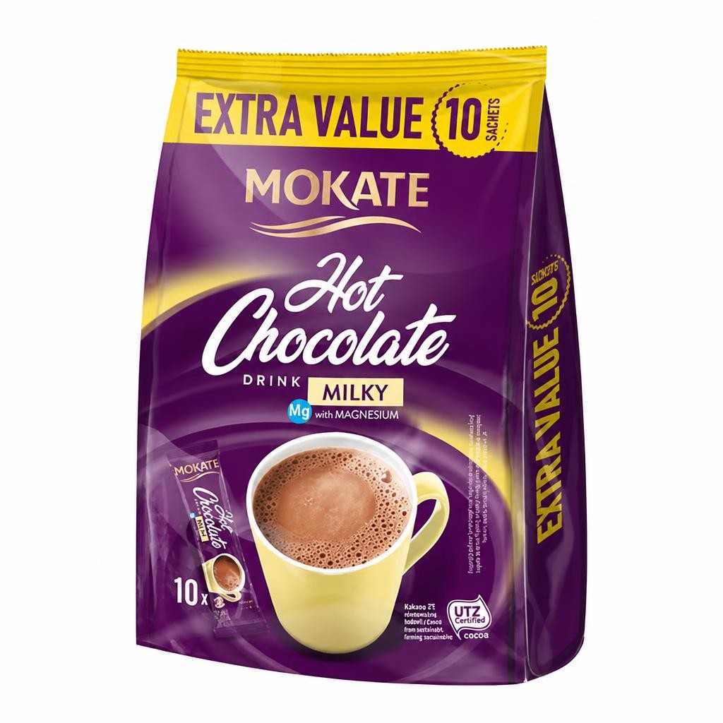 Mokate Milky Hot Chocolate 10 x 18g | Purple | Chocolate | 6