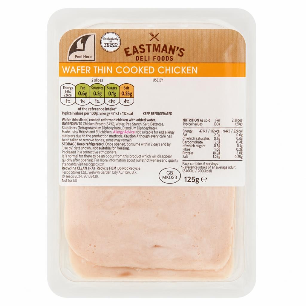 Eastmans Wafer Thin Cooked Chicken Slices 125g