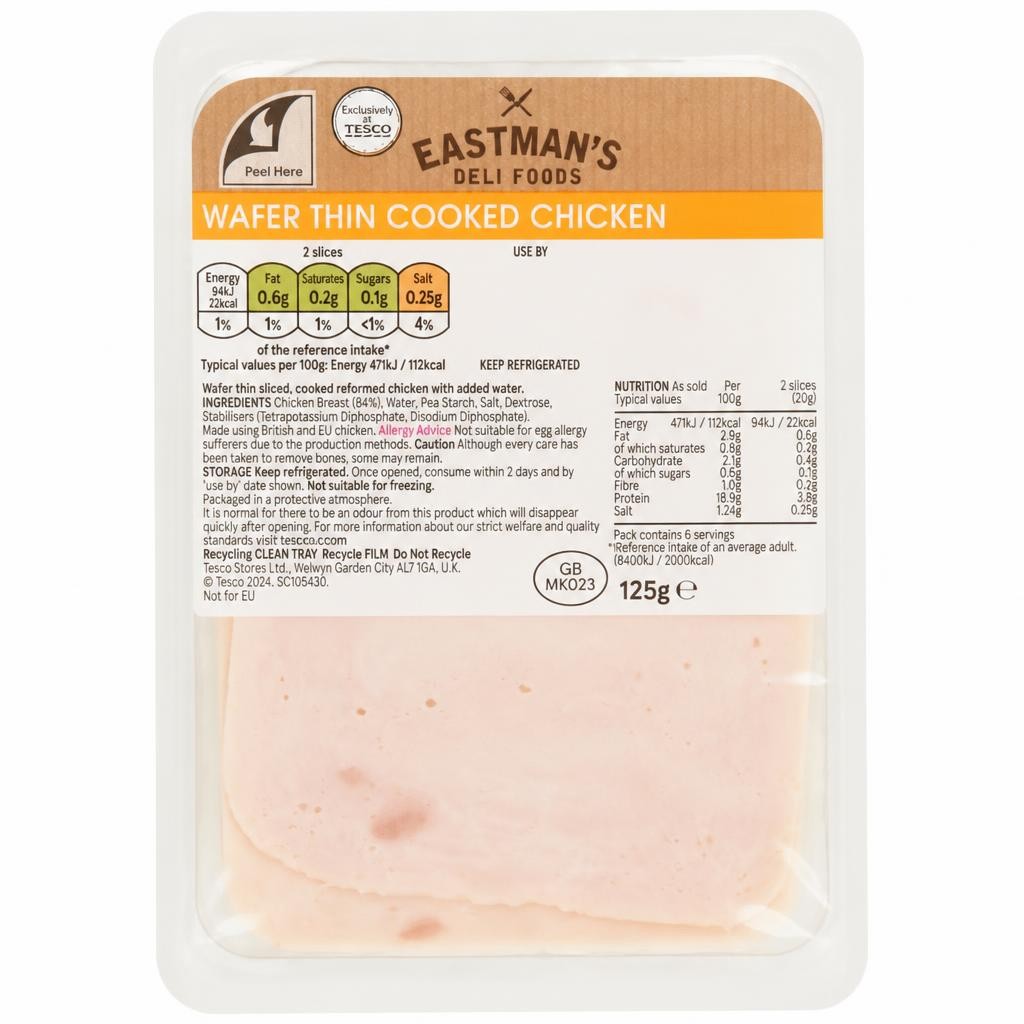 Eastmans Wafer Thin Cooked Chicken Slices 125g