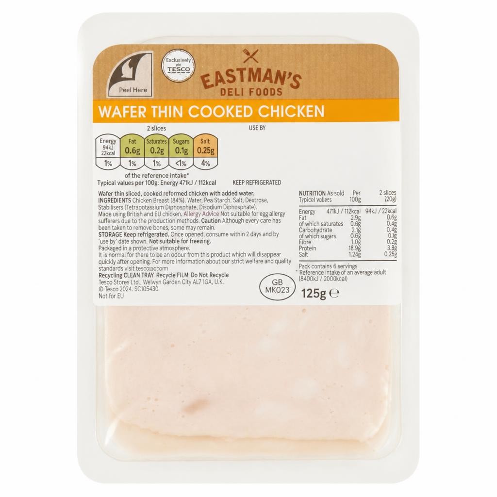 Eastmans Wafer Thin Cooked Chicken Slices 125g