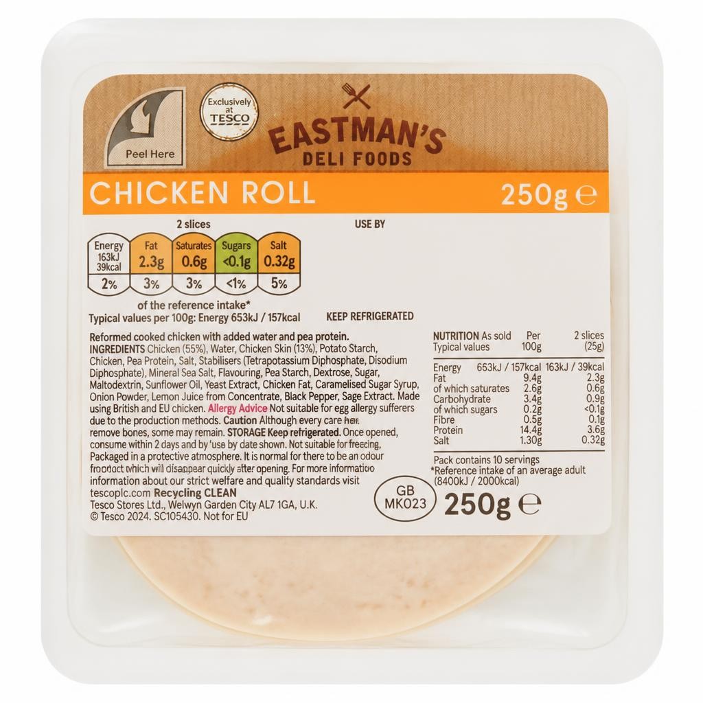 Eastmans Cooked Chicken Roll Slices 250g