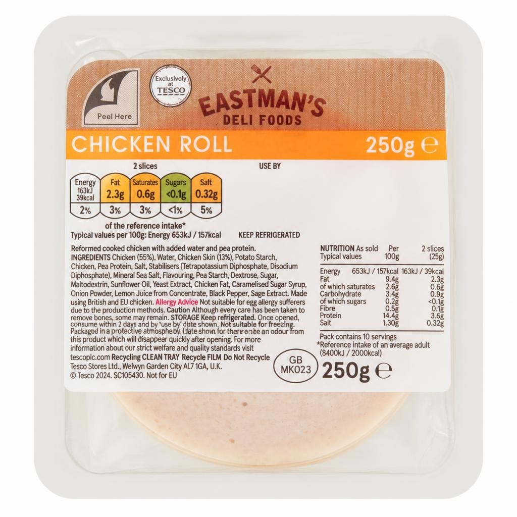 Eastmans Cooked Chicken Roll Slices 250g