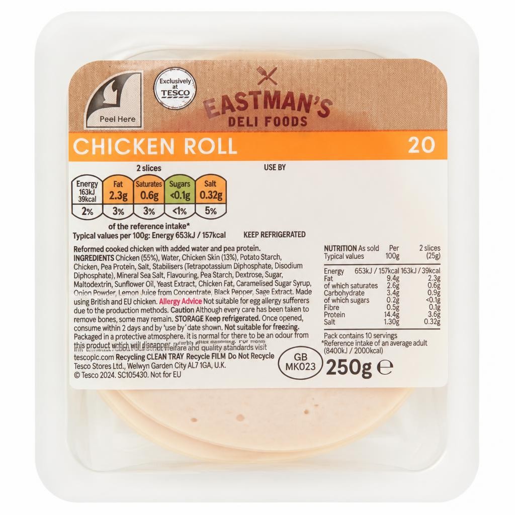 Eastmans Cooked Chicken Roll Slices 250g