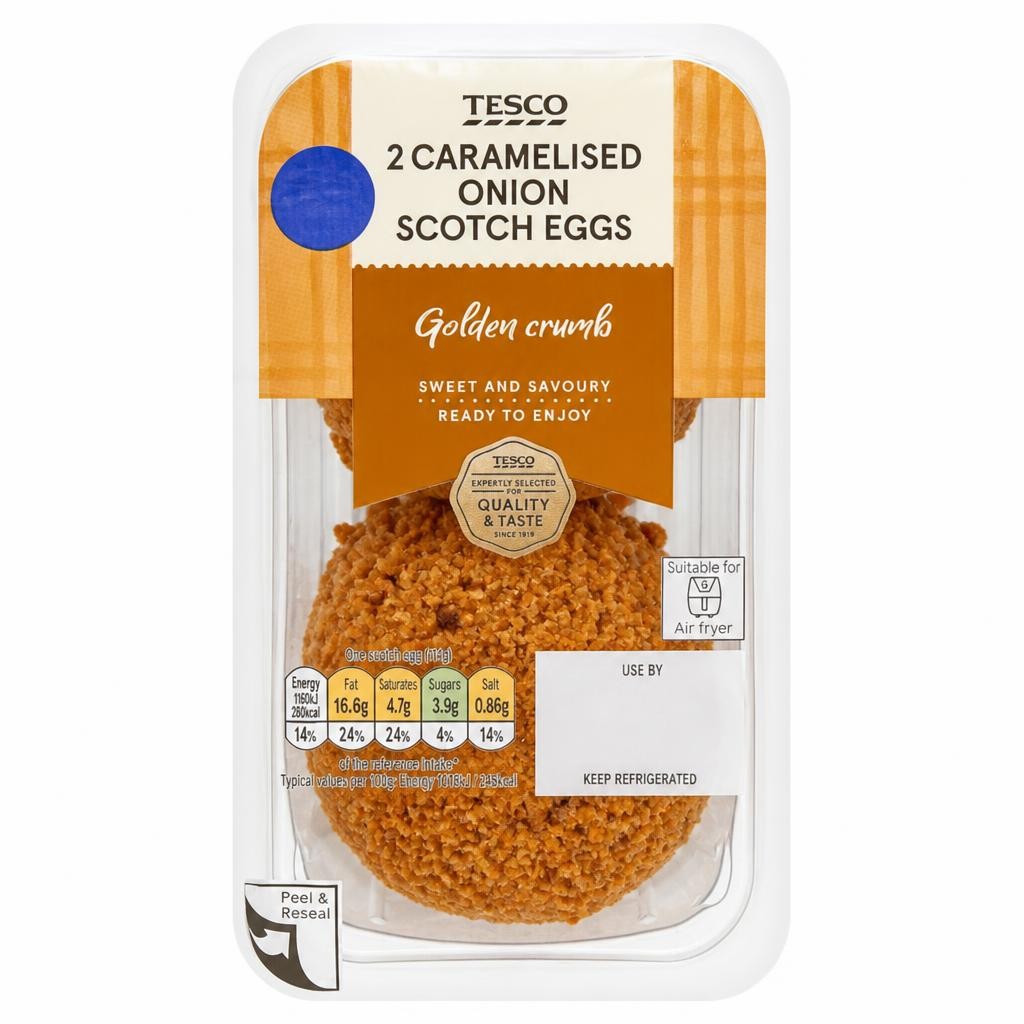 Tesco 2 Caramelised Onion Scotch Eggs 227g