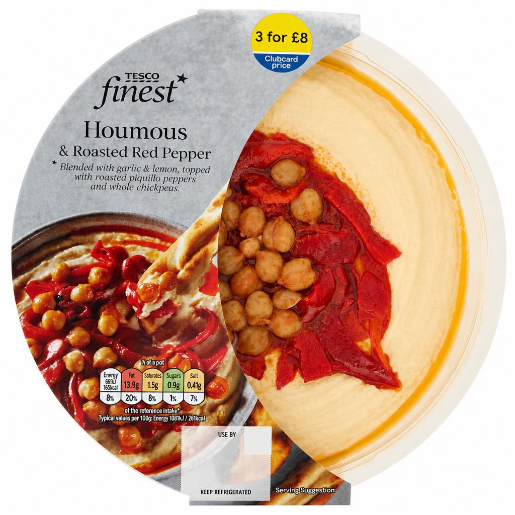 Tesco Finest Houmous & Roasted Red Pepper 250g