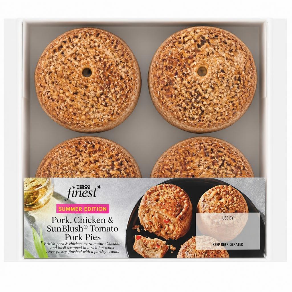 Tesco Finest Pork, Chicken & SunBlush® Tomato Pork Pies 300g
