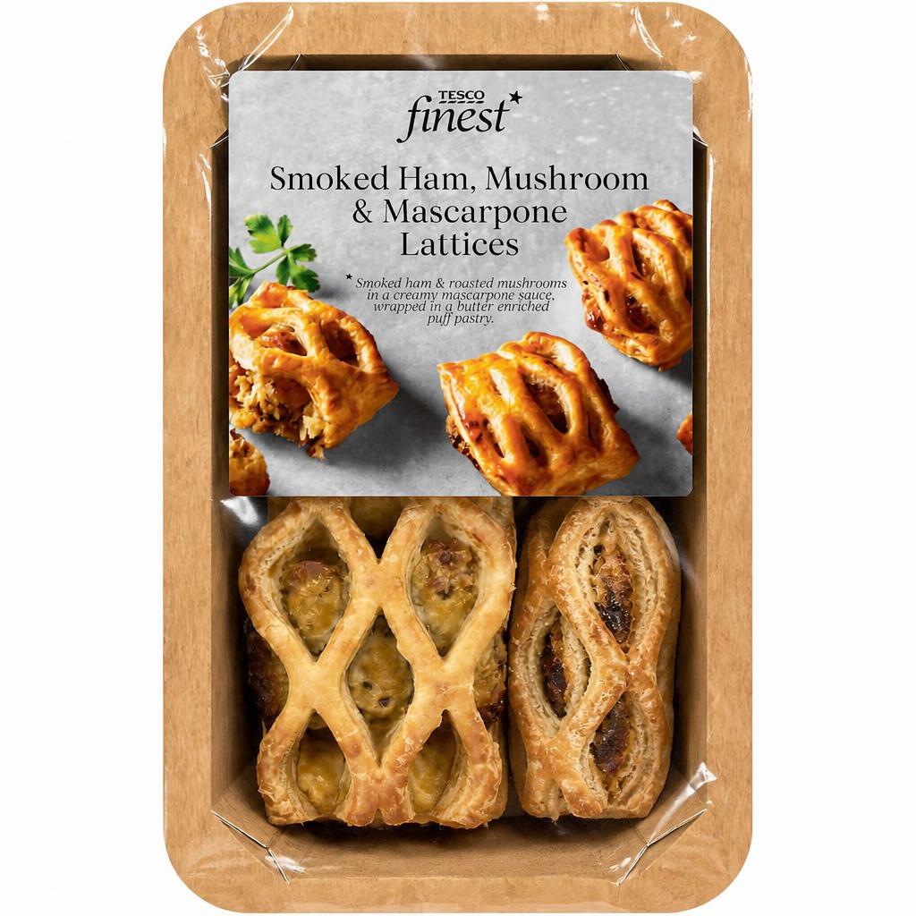 TESCO Finest Smoked Ham, Mushroom and Mascarpone Lattices 150g