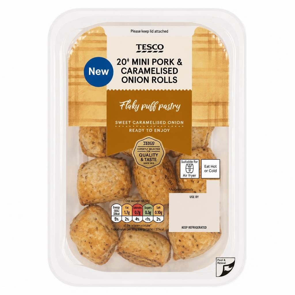 Tesco 20 Pork & Caramelised Onion Rolls 200g