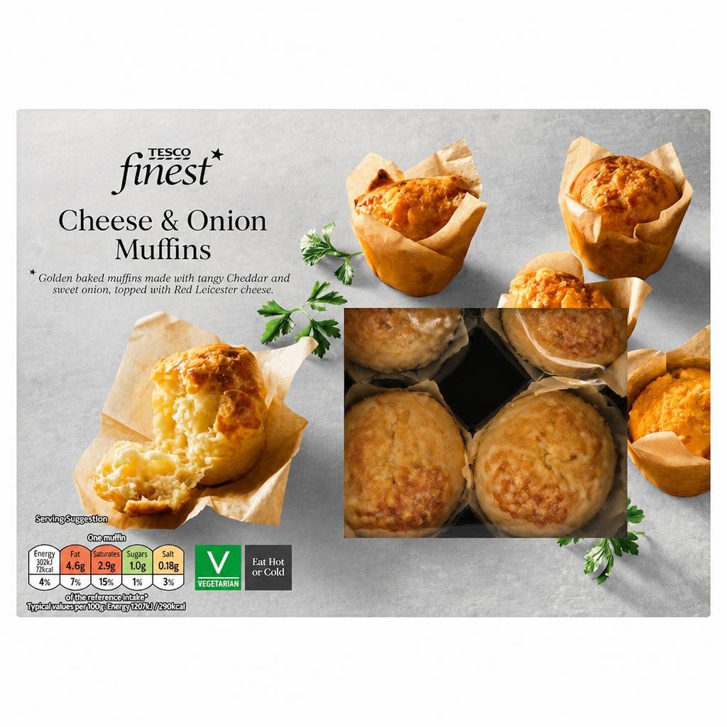 Tesco Finest Dinky Cheese & Onion Muffins 150G