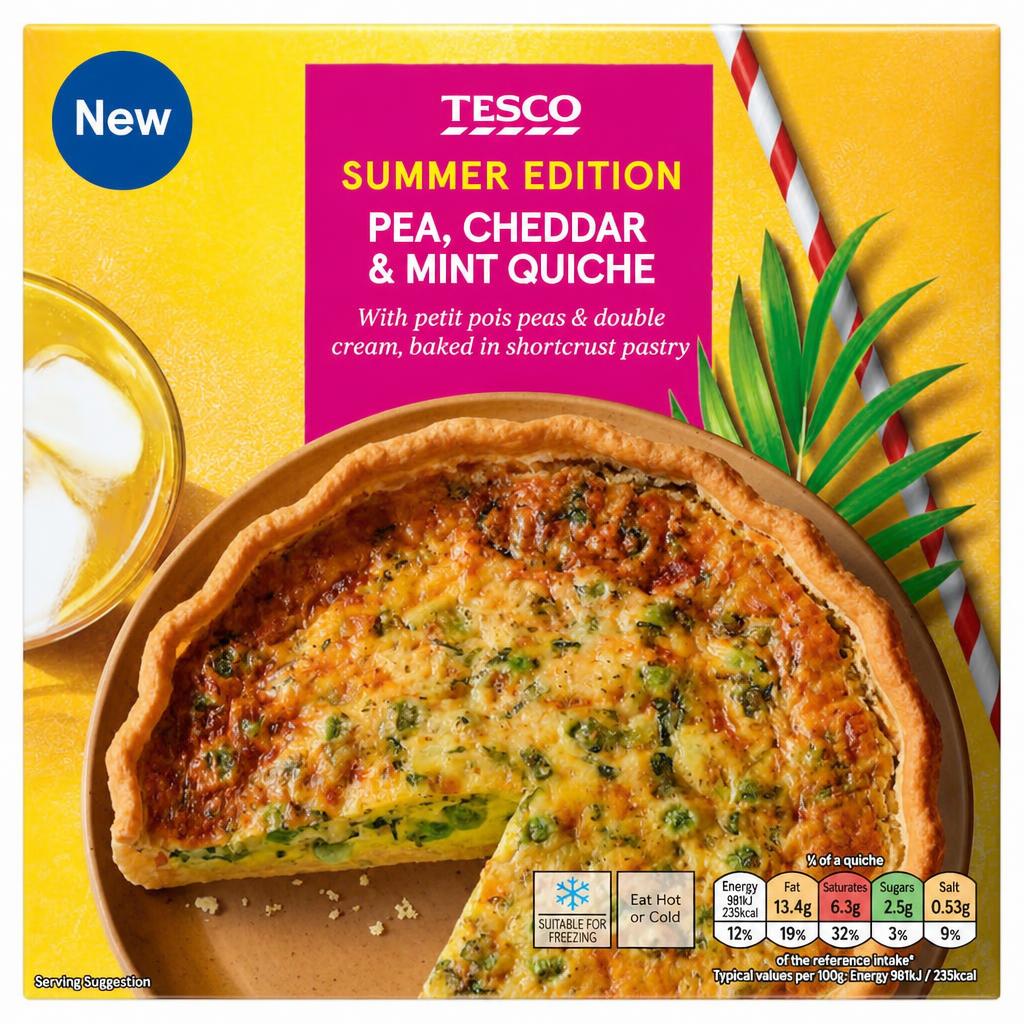 Tesco Pea, Mint & Cheddar Quiche 400g