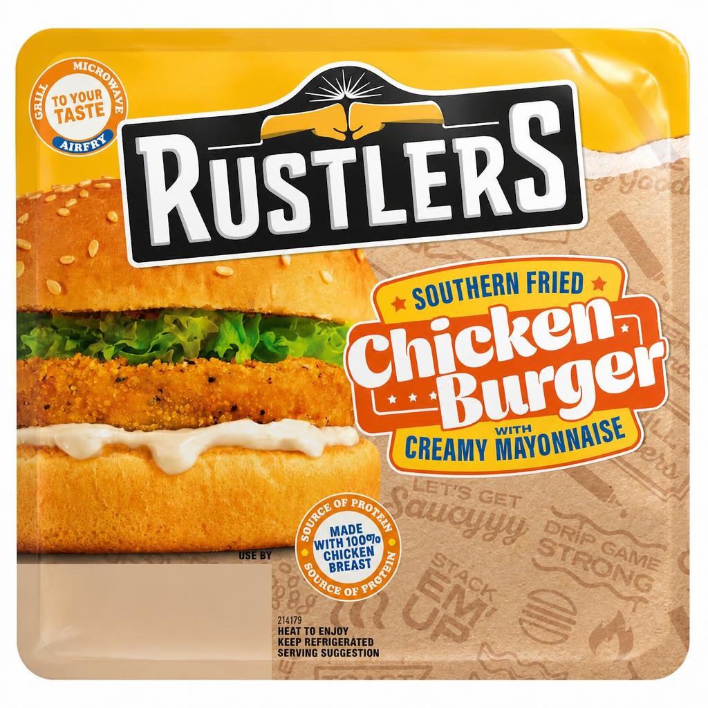 Rustlers Southern Fried Chicken Burger 132g