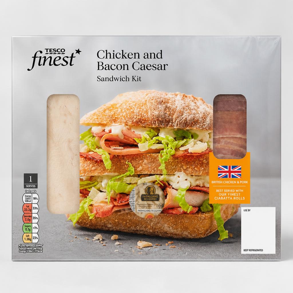 Tesco Finest Chicken and Bacon Caesar Sandwich Kit 120g