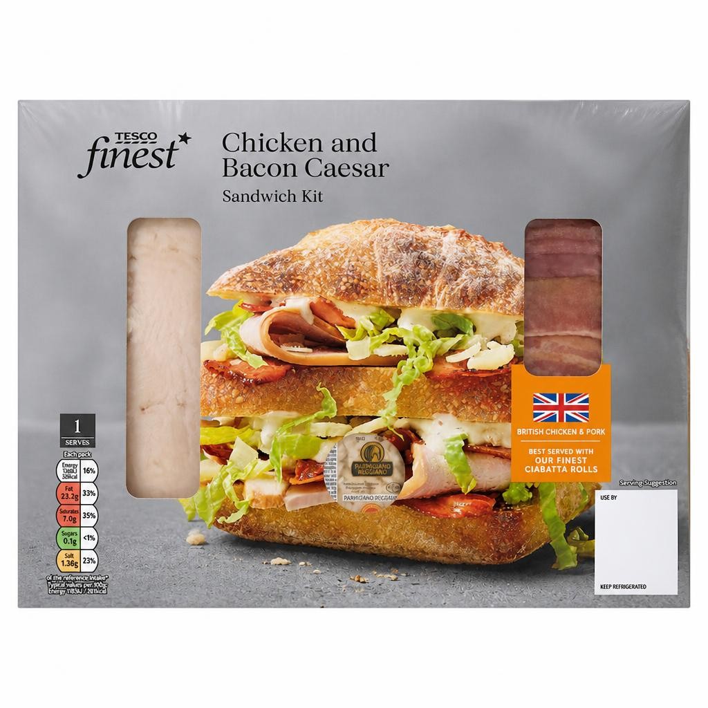 Tesco Finest Chicken and Bacon Caesar Sandwich Kit 120g