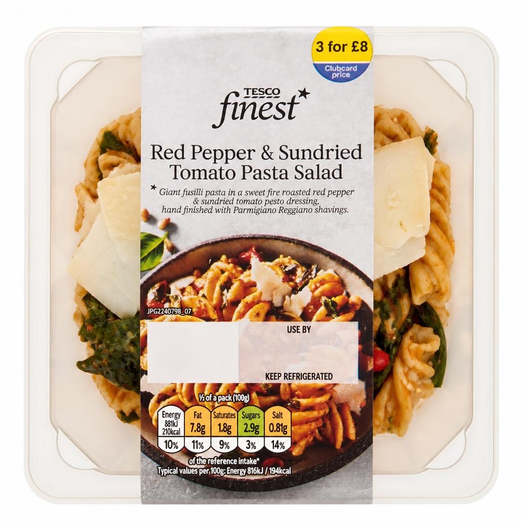 Tesco Finest Red Pepper & Sun-dried Tomato Pasta Salad 215g