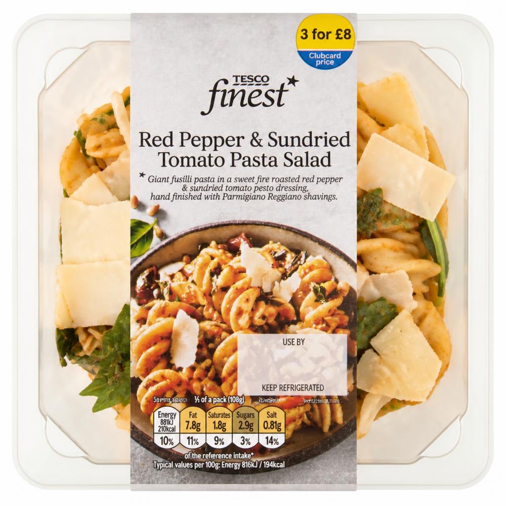 Tesco Finest Red Pepper & Sun-dried Tomato Pasta Salad 215g