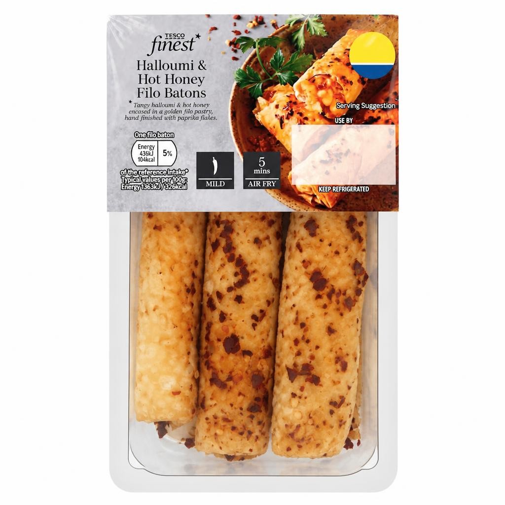 Tesco Finest Halloumi & Hot Honey Filo Batons 126G