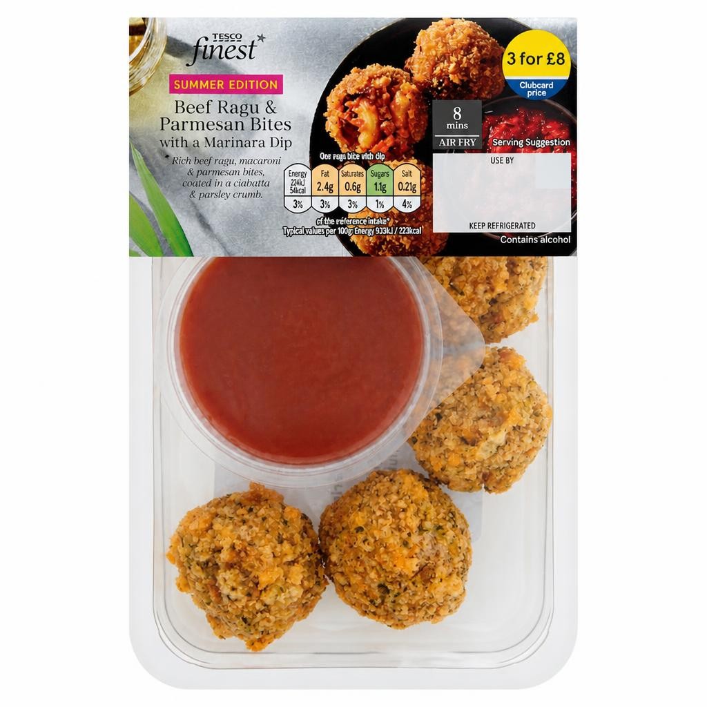 Tesco Finest Beef Ragu & Parmesan Bites with a Marinara Dip 148g