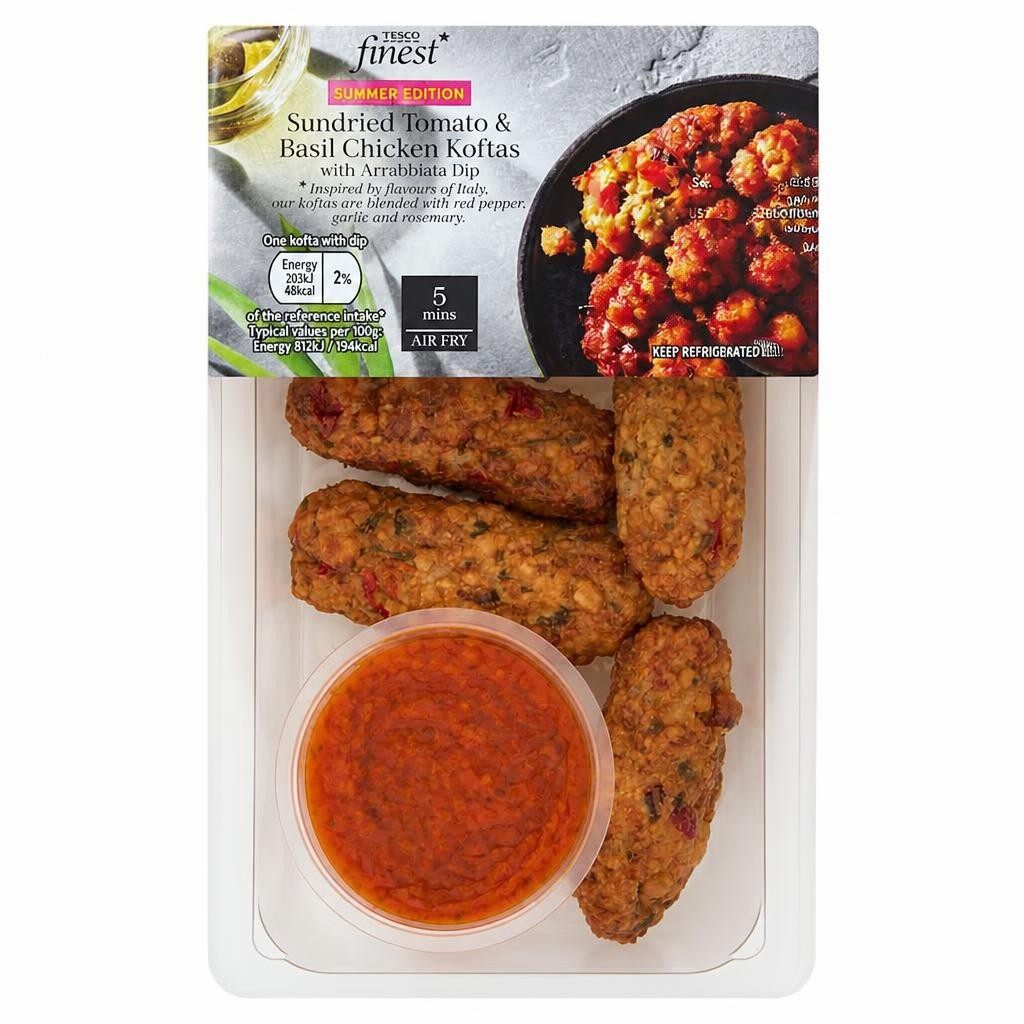 Tesco Finest Sundried Tomato & Basil chicken Koftas with Arrabiata Dip 125g