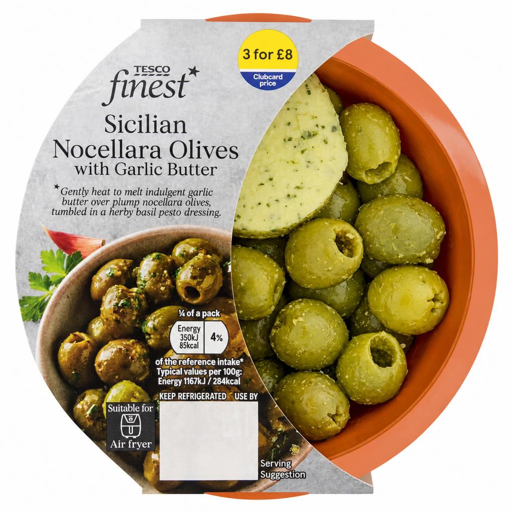 Tesco Finest Garlic Butter Sicilian Nocellara Olives 120g