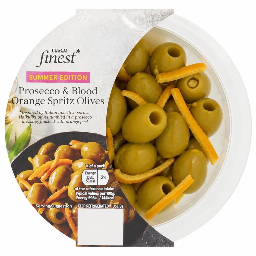 Tesco Finest Prosecco & Blood Orange Spritz Olives 160g