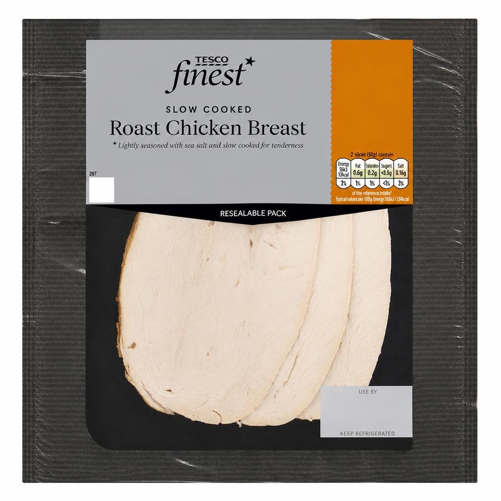Tesco Finest Slow Cooked Roast Chicken Breast 3 Slices 100g