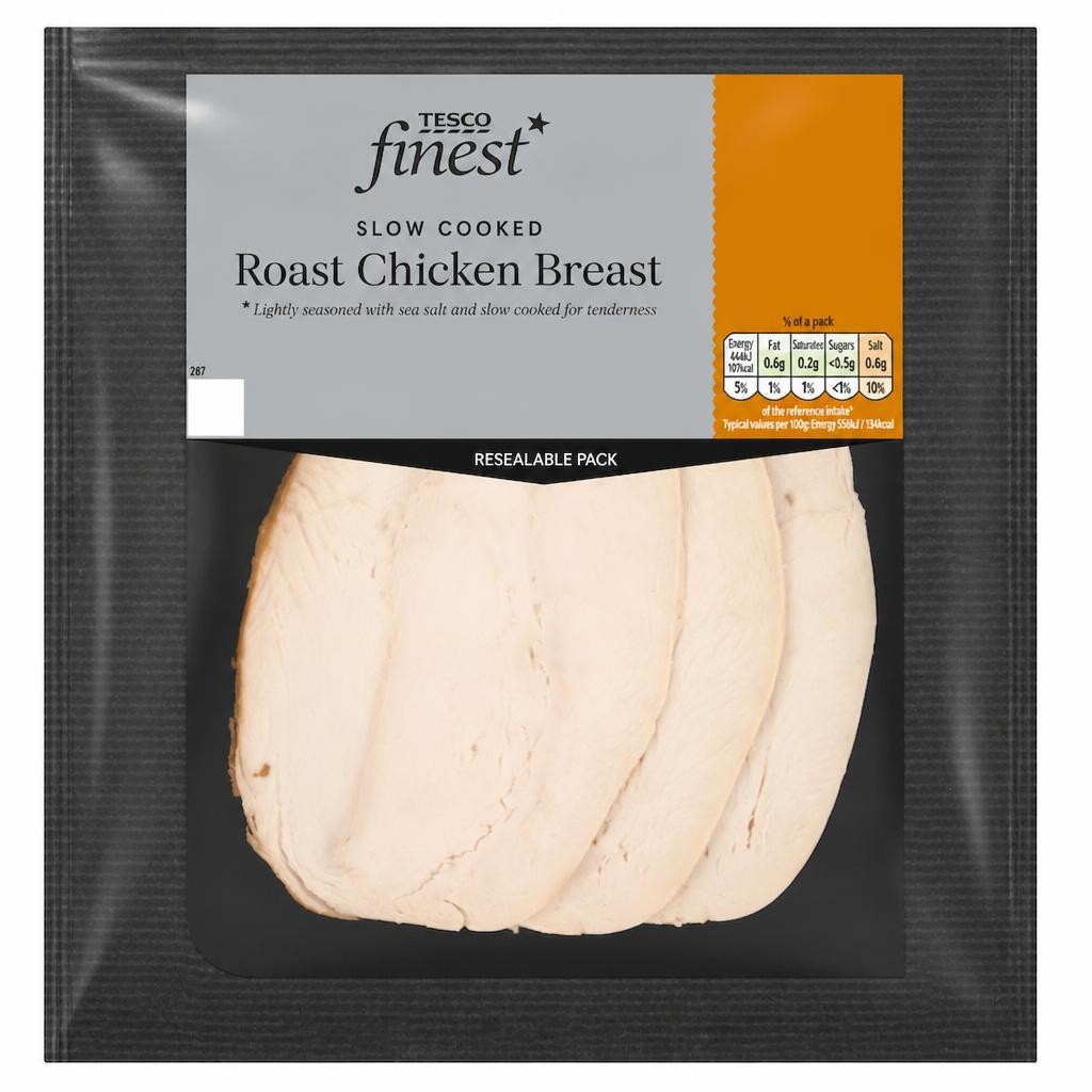 Tesco Finest Slow Cooked Roast Chicken Breast 3 Slices 100g