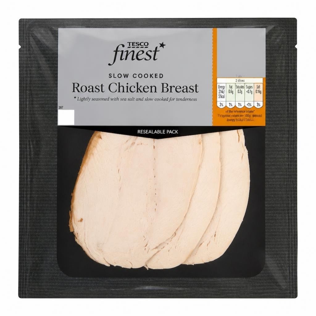 Tesco Finest Slow Cooked Roast Chicken Breast 3 Slices 100g