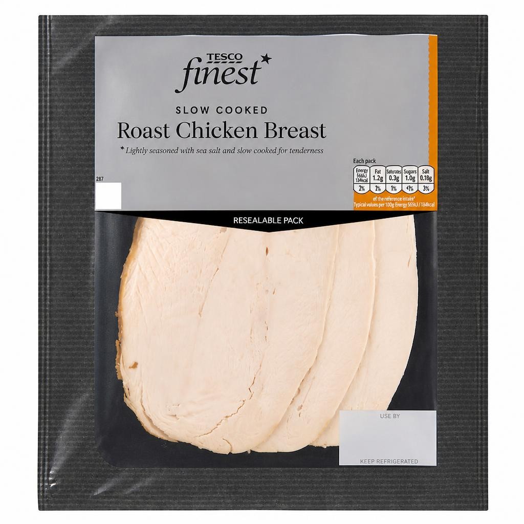 Tesco Finest Slow Cooked Roast Chicken Breast 3 Slices 100g