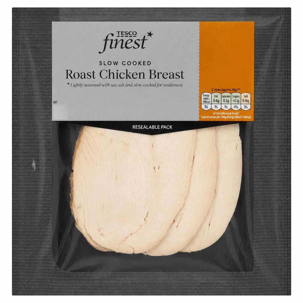 Tesco Finest Slow Cooked Roast Chicken Breast 3 Slices 100g