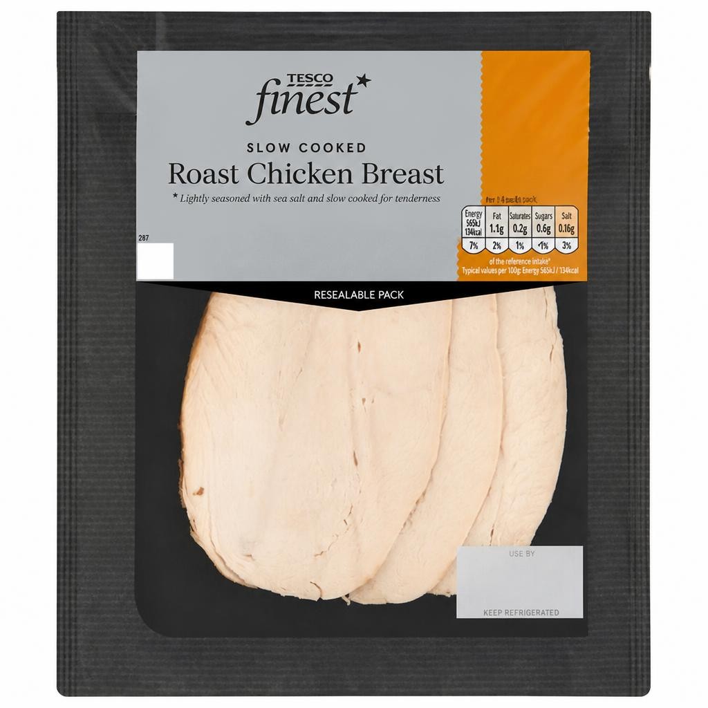 Tesco Finest Slow Cooked Roast Chicken Breast 3 Slices 100g