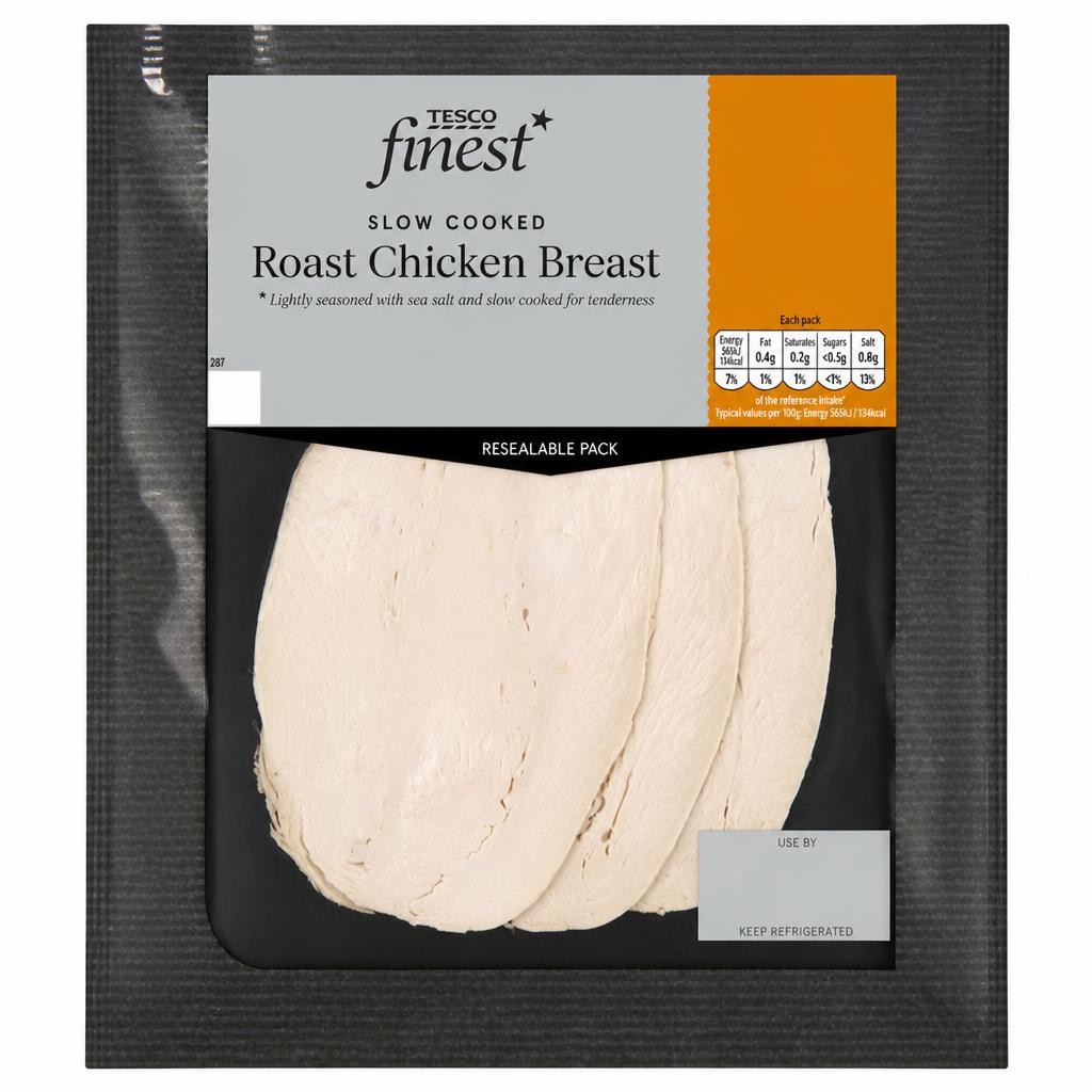 Tesco Finest Slow Cooked Roast Chicken Breast 3 Slices 100g