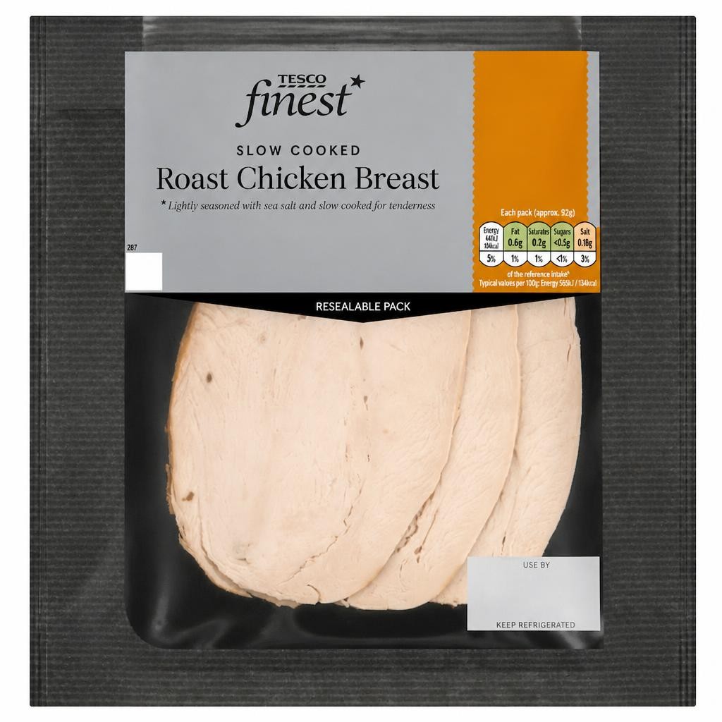 Tesco Finest Slow Cooked Roast Chicken Breast 3 Slices 100g